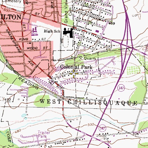 Topographic Map of Colonial Park, PA