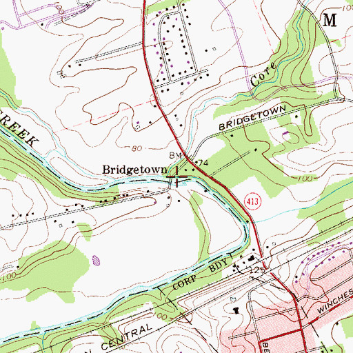 Topographic Map of Core Creek, PA