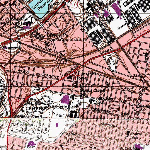 Topographic Map of Corpus Christi School, PA