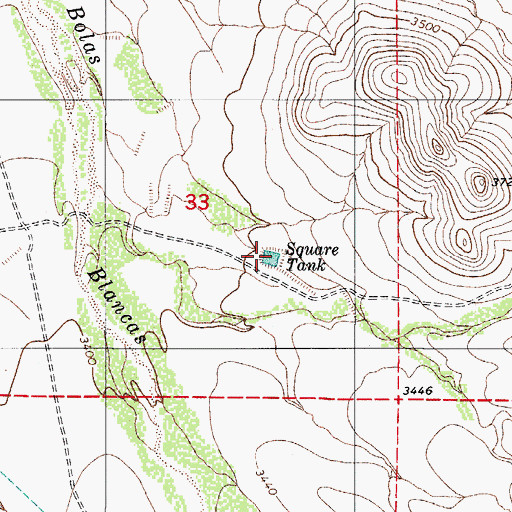 Topographic Map of Square Tank, AZ