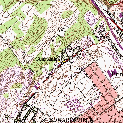 Topographic Map of Courtdale, PA