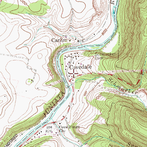Topographic Map of Covedale, PA
