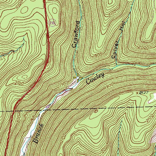 Topographic Map of Crawford Hollow, PA