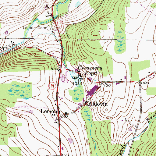 Topographic Map of Creamery Pond, PA