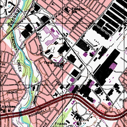 Topographic Map of Creighton School, PA