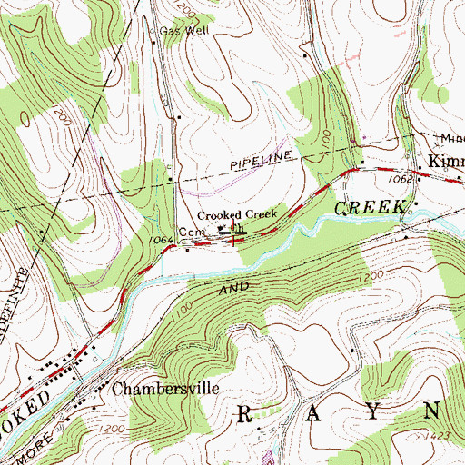 Topographic Map of Crooked Creek Church, PA