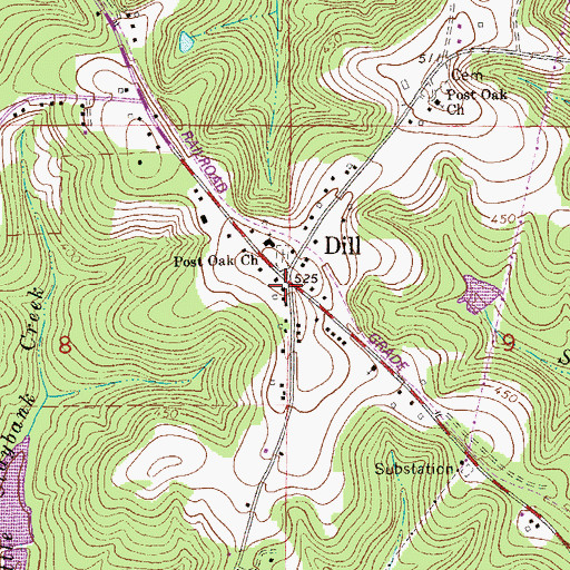 Topographic Map of Dill, AL