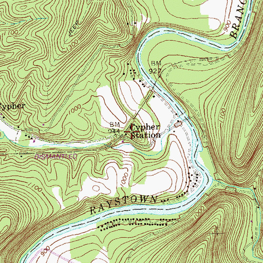 Topographic Map of Cypher Station, PA