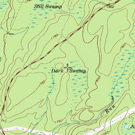 Topographic Map of Dark Swamp, PA