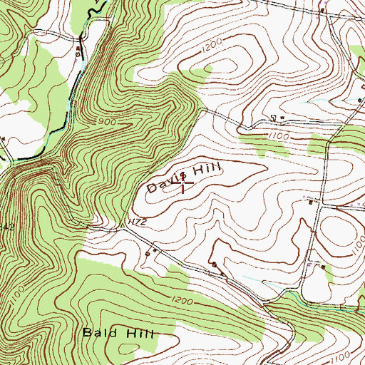 Topographic Map of Davis Hill, PA