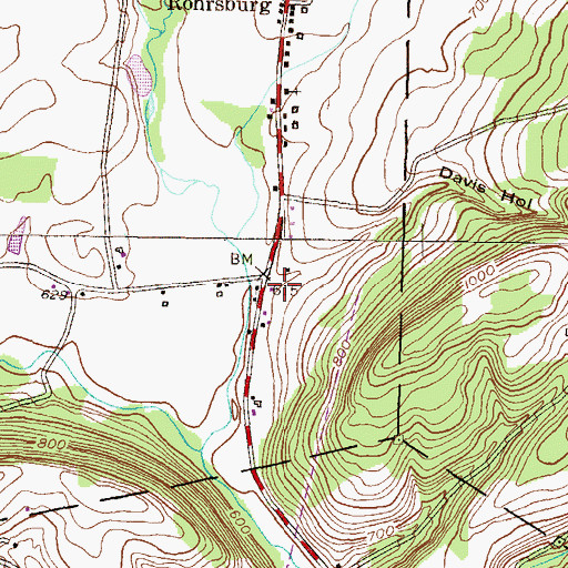 Topographic Map of Davis Hollow, PA