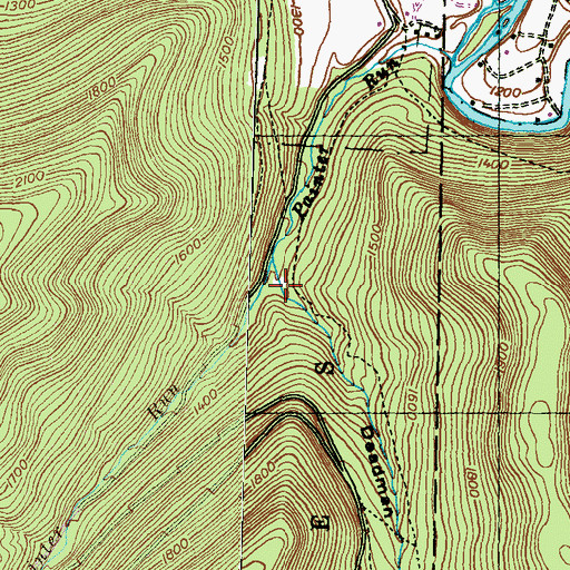 Topographic Map of Deadman Hollow, PA
