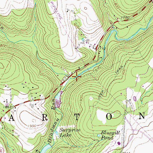 Topographic Map of Deadman Run, PA
