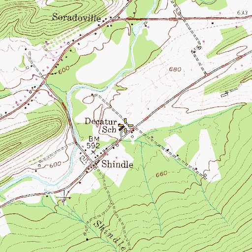 Topographic Map of Decatur School, PA