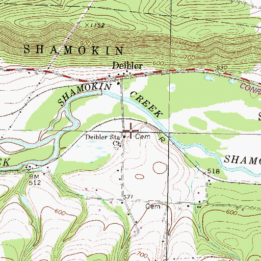 Topographic Map of Deibler Station Church, PA