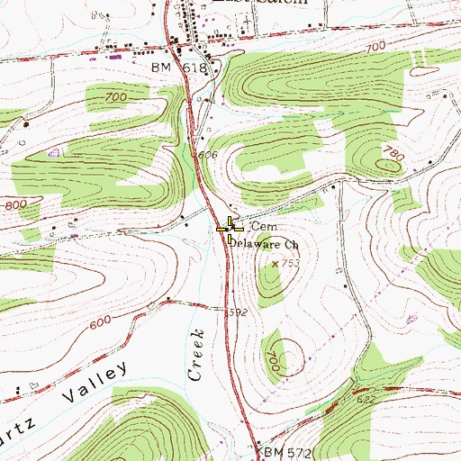 Topographic Map of Delaware Church, PA