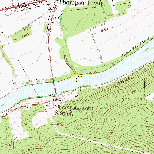 Topographic Map of Delaware Creek, PA