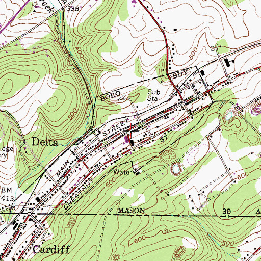 Topographic Map of Delta, PA