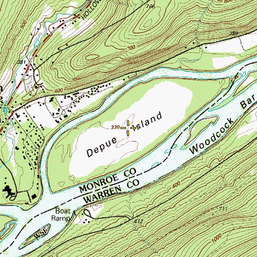Topographic Map of Depue Island, PA