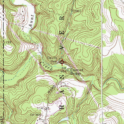 Topographic Map of Devils Den, PA