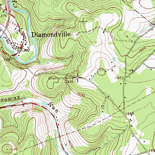 Topographic Map of Diamondville Cemetery, PA