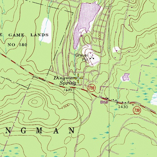 Topographic Map of Dingman Spring, PA