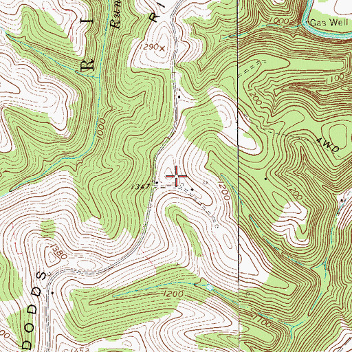 Topographic Map of Dodds Ridge, PA