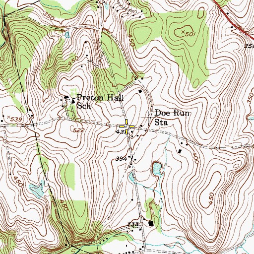 Topographic Map of Doe Run Station, PA