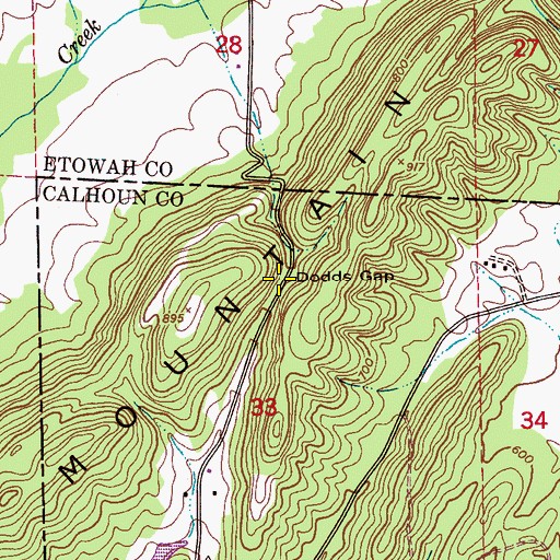 Topographic Map of Dodds Gap, AL