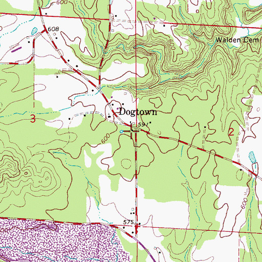 Topographic Map of Dogtown, AL