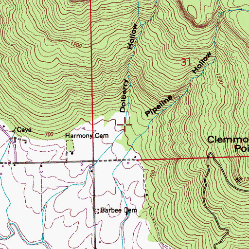 Topographic Map of Dolberry Hollow, AL