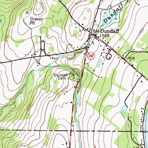 Topographic Map of Dundaff Cemetery, PA