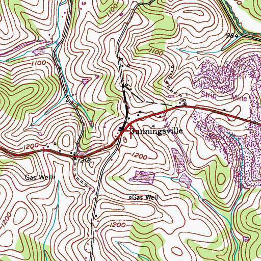 Topographic Map of Dunningsville, PA