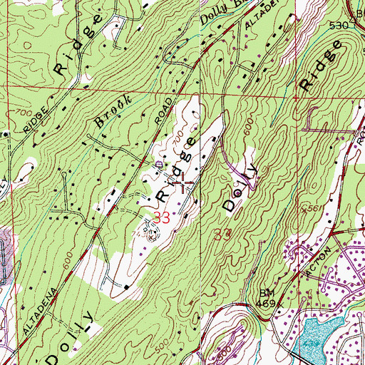 Topographic Map of Dolly Ridge, AL