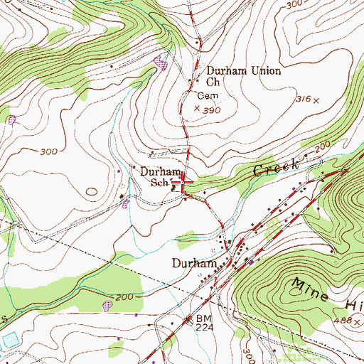 Topographic Map of Durham Union School, PA
