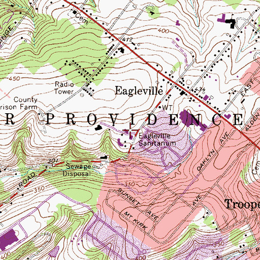 Topographic Map of Eagleville Hospital, PA