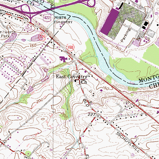 Topographic Map of East Conventry Church, PA