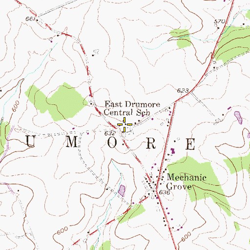 Topographic Map of East Drumore Central School, PA