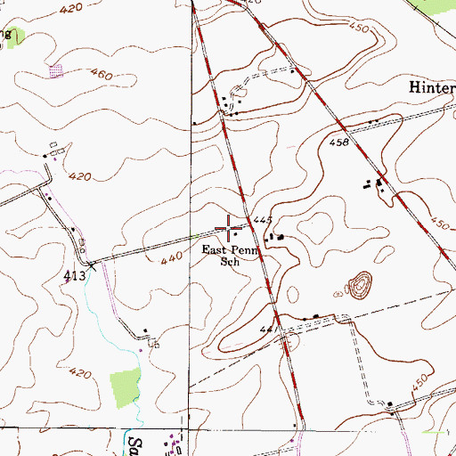 Topographic Map of East Penn School, PA