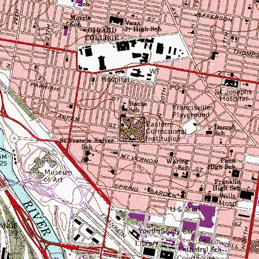 Topographic Map of Eastern Correctional Institution (historical), PA