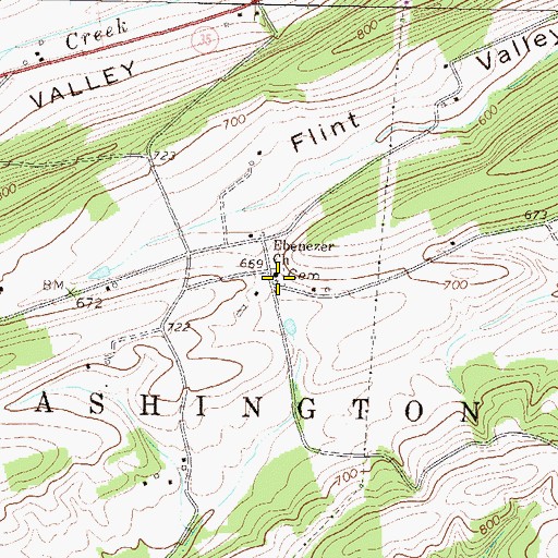 Topographic Map of Ebenezer Church, PA