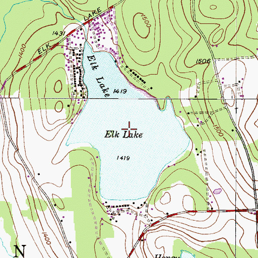Topographic Map of Elk Lake, PA