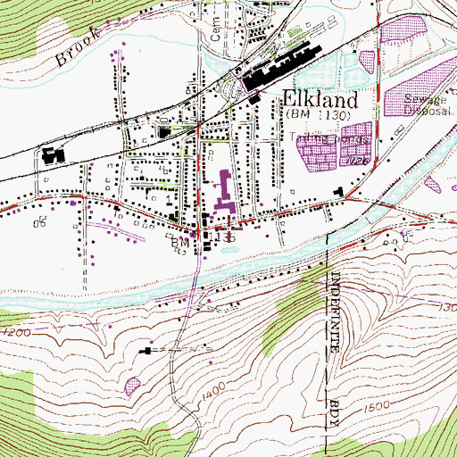 Topographic Map of Elkland, PA