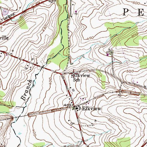 Topographic Map of Elkview School, PA