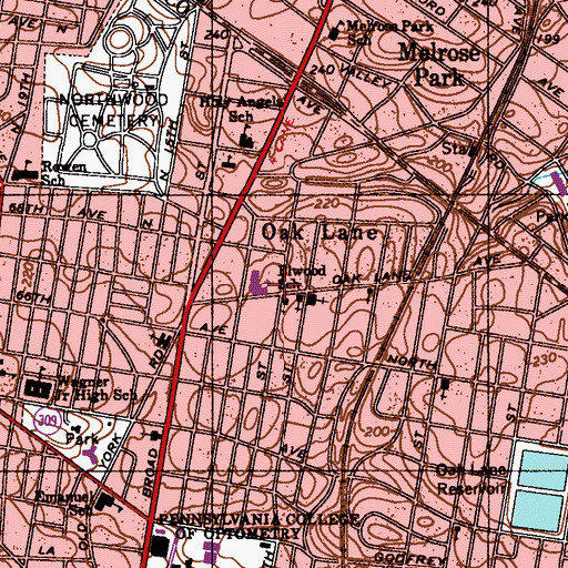 Topographic Map of Elwood School, PA