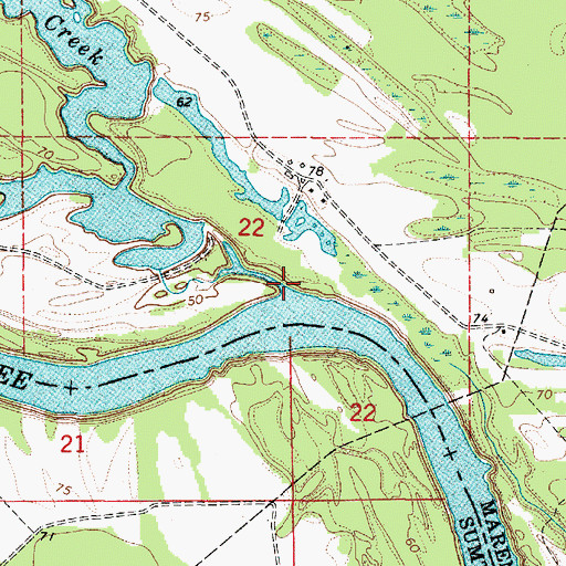 Topographic Map of Double Creek, AL