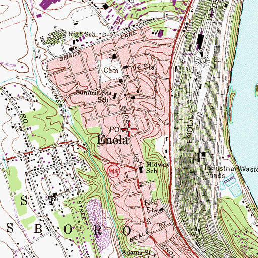 Topographic Map of Enola, PA