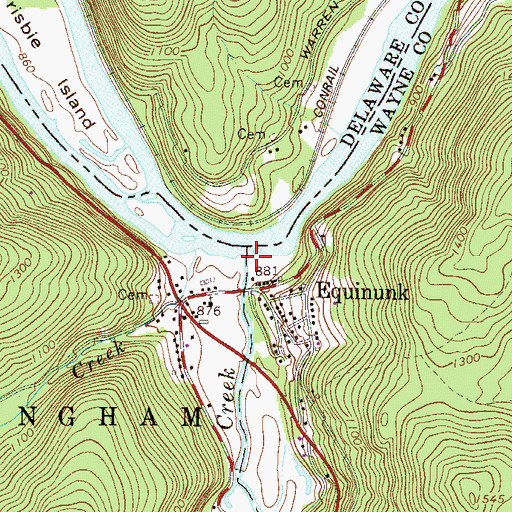 Topographic Map of Equinunk Creek, PA