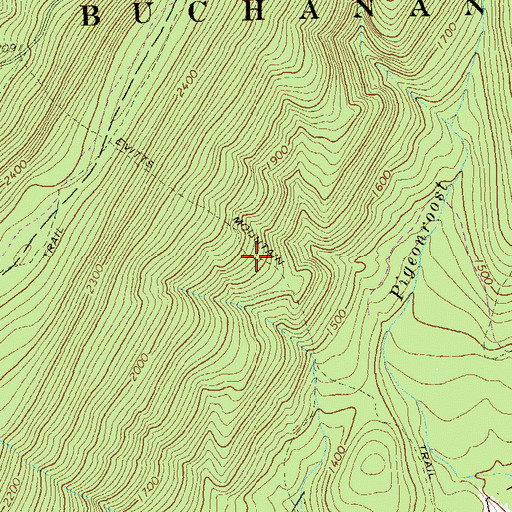 Topographic Map of Evitts Mountain Trail, PA