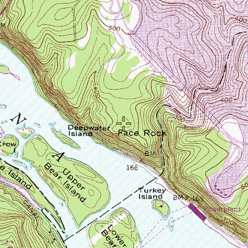 Topographic Map of Face Rock, PA
